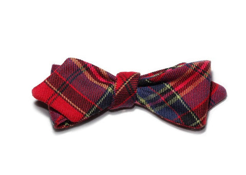 red cotton tartan bow