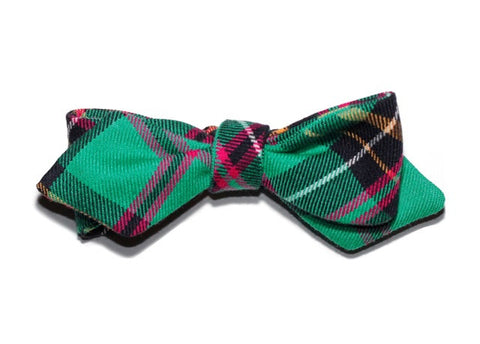 green cotton plaid bow