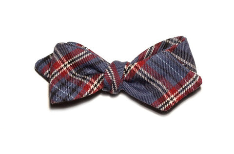 blue classic cotton tartan bow